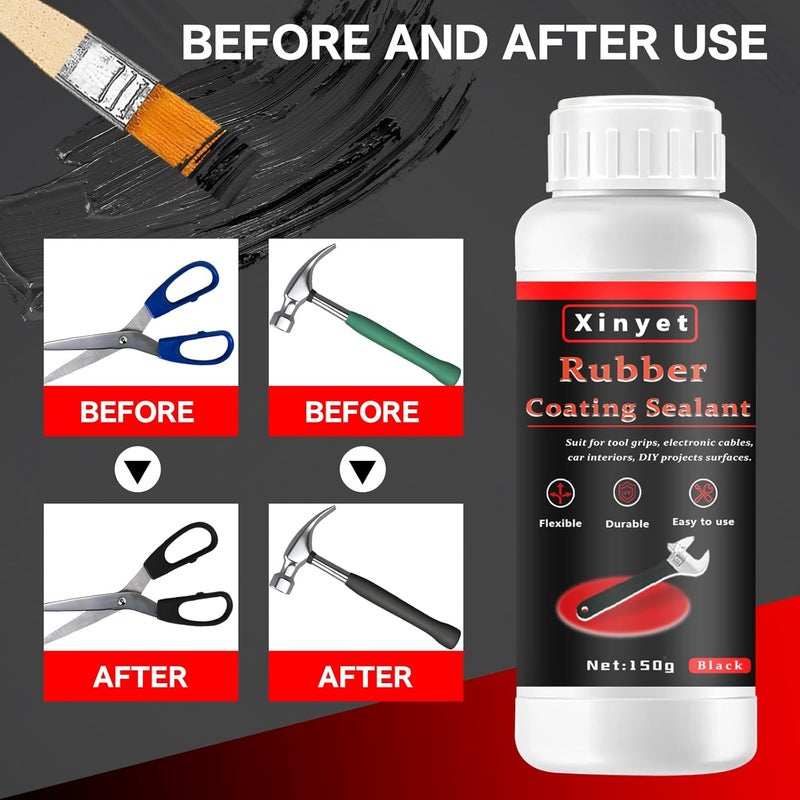 Xinyet 150ml Tool Dip Rubber Coating, Rubber Dip for Tools, Waterproof, Flexible Peelable Protective Coating, Black, Slip Resistance, Breathable for Pliers and Tools DIY Craft - Image 4